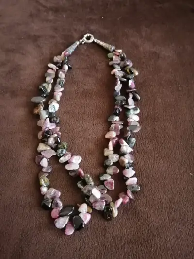 Collar Nuevo de Turmalina Multicolor Doble Hilo - miniatura 1