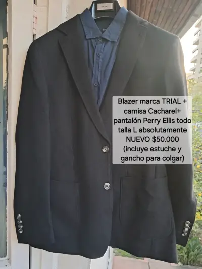 Traje formal negro con camisa azul Cacharel - miniatura 5