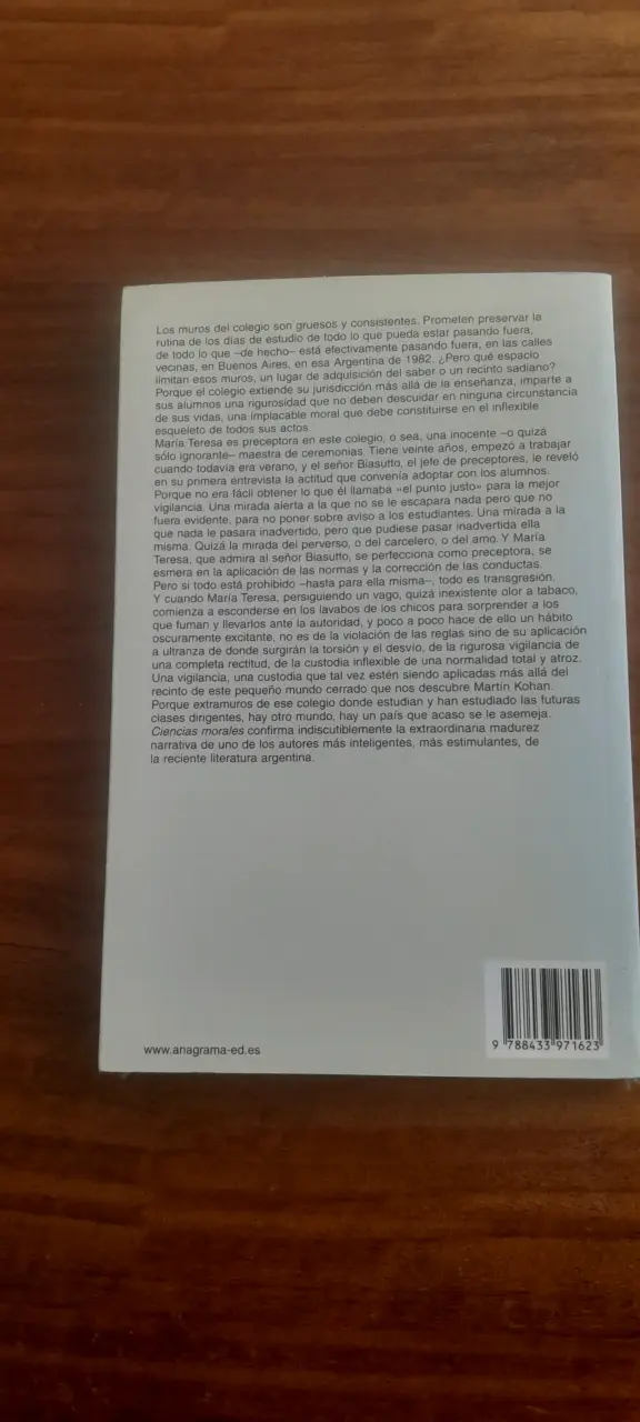 Libro Ciencias Morales de Martín Kohan - 2