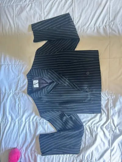 Blazer de rayas azul marino para mujer - miniatura 1