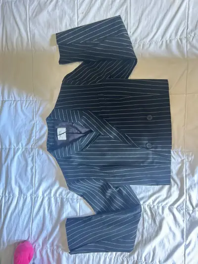 Blazer de rayas azul marino para mujer - miniatura 2