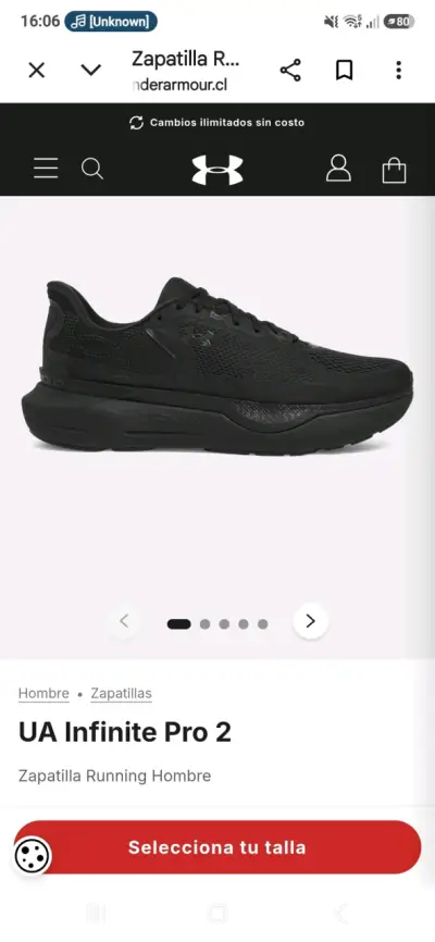 Zapatillas Running Hombre Under Armour UA Infinite Pro 2 Negras - miniatura 1