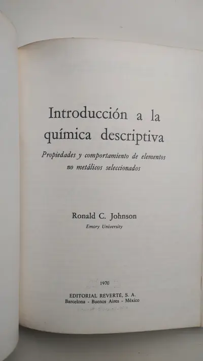 Libro Introducción a la Química Descriptiva de Ronald C. Johnson - miniatura 2