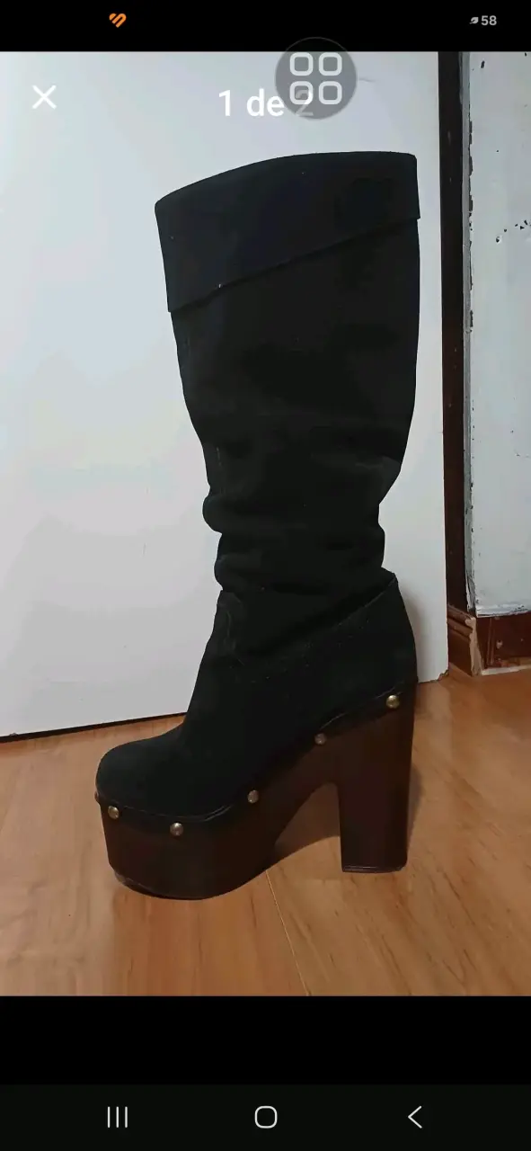 Botas negras de plataforma alta para mujer - 2