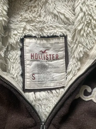 Chaqueta con capucha Hollister marrón forrada - miniatura 1