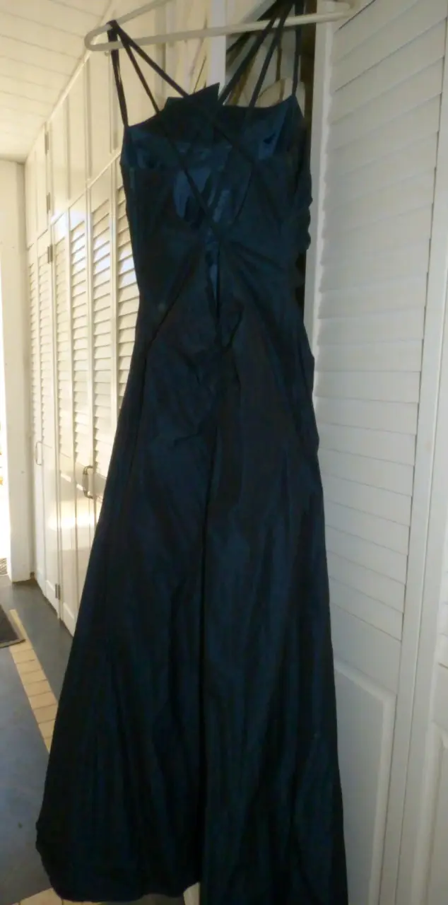 Vestido largo azul petroleo elegante para mujer - 4