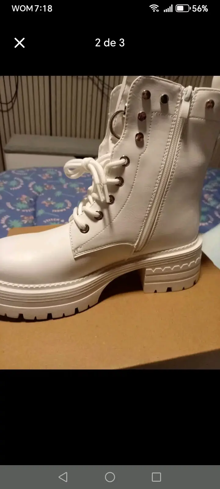 Botas blancas de cuero con cordones y cierre lateral - 2