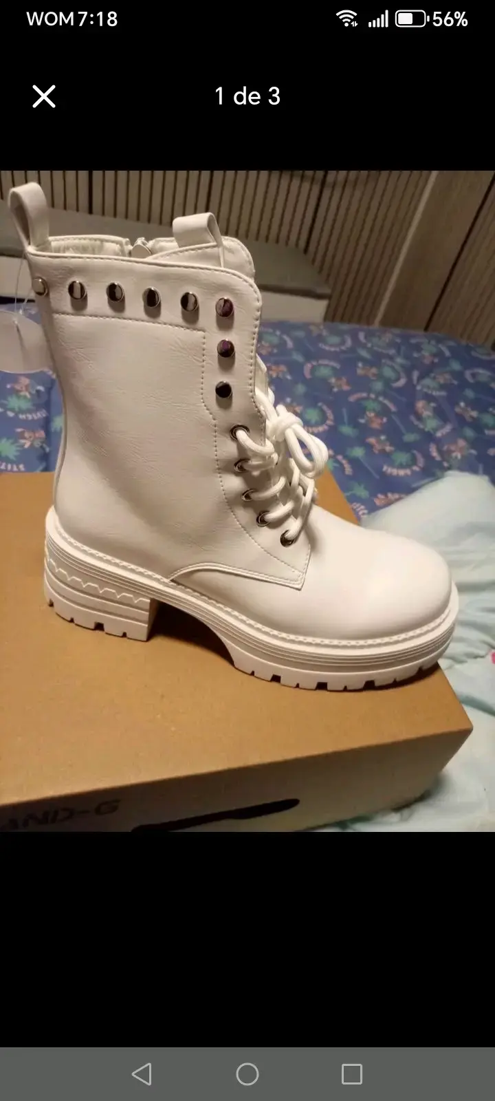 Botas blancas de cuero con cordones y cierre lateral - 3