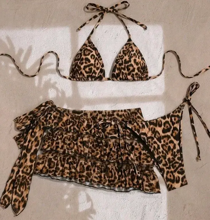 Bikini de Leopardo con Volantes para Mujer - 2