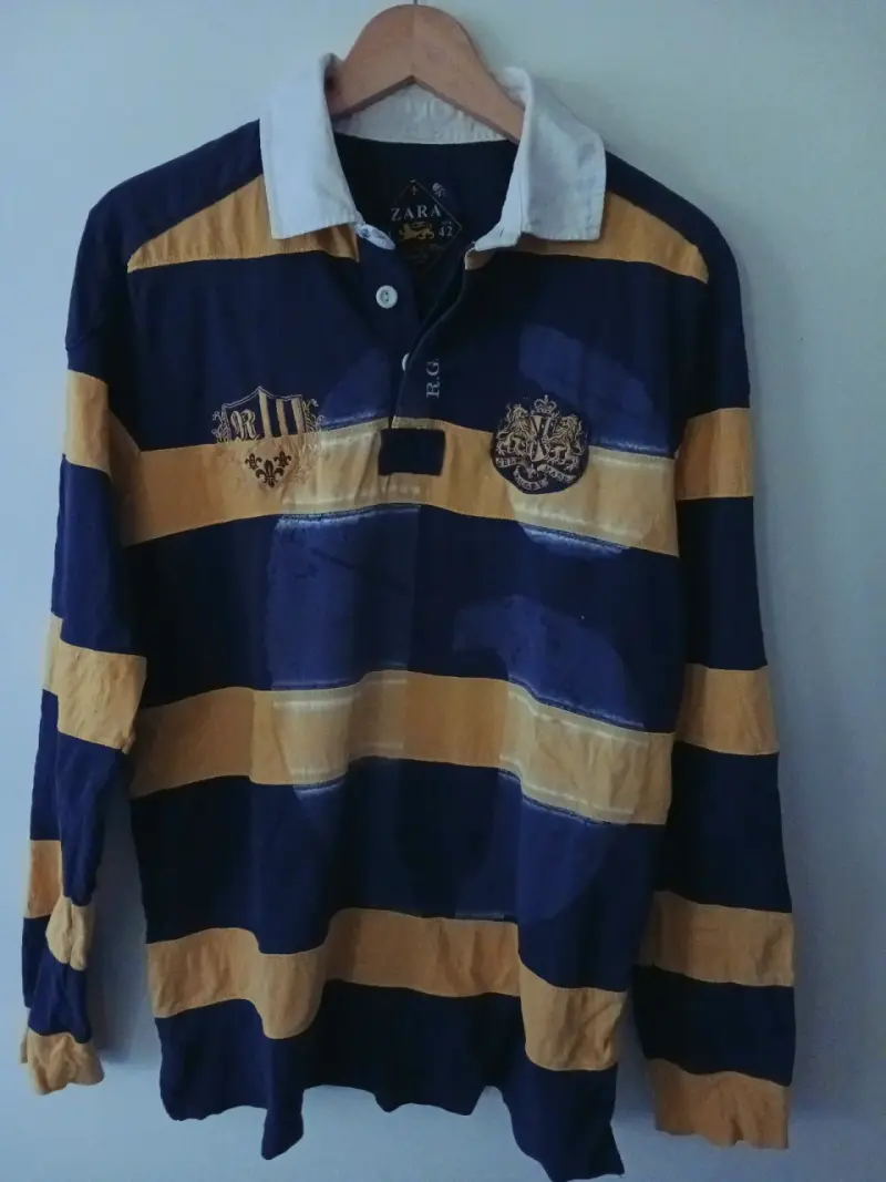 Polera de rugby Zara a rayas azul y amarilla - 1