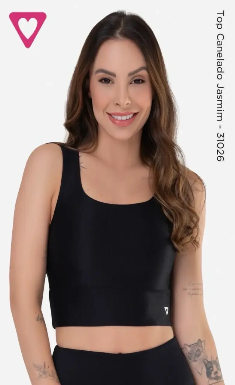 Top deportivo negro canelado Jasmin - 1