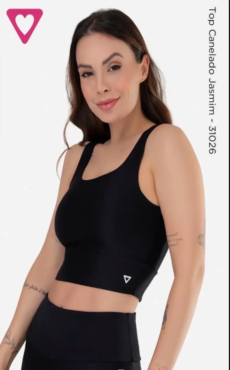 Top deportivo negro canelado Jasmin - 3