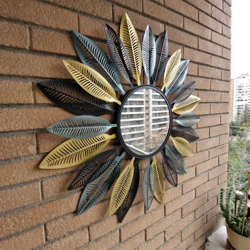 Espejo decorativo de pared con diseño de hojas - 2