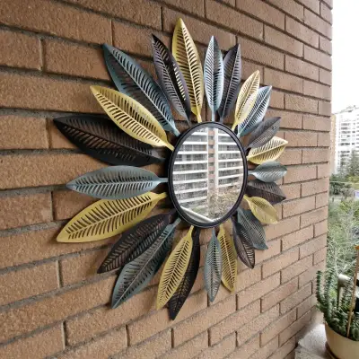 Espejo decorativo de pared con diseño de hojas - miniatura 2