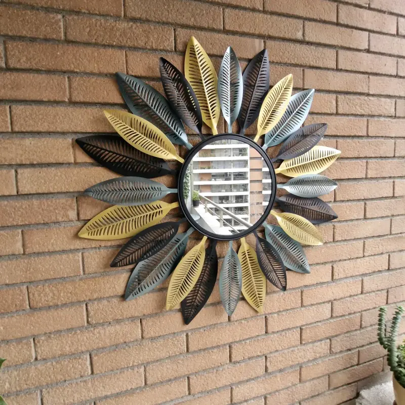 Espejo decorativo de pared con diseño de hojas - 3