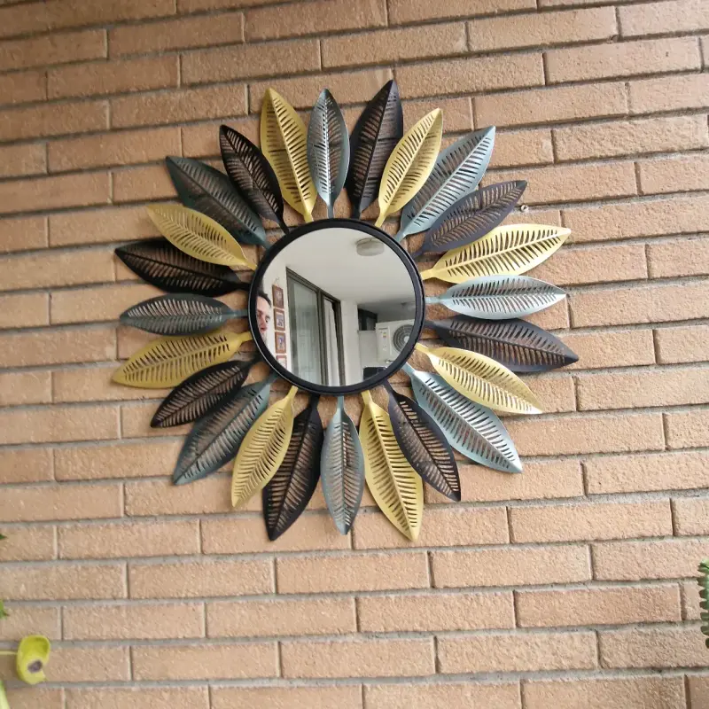 Espejo decorativo de pared con diseño de hojas - 4