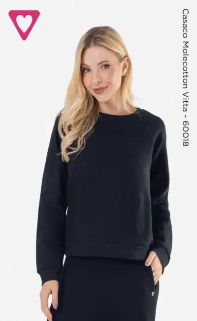 Polerón negro de mujer con diseño casual - miniatura 2