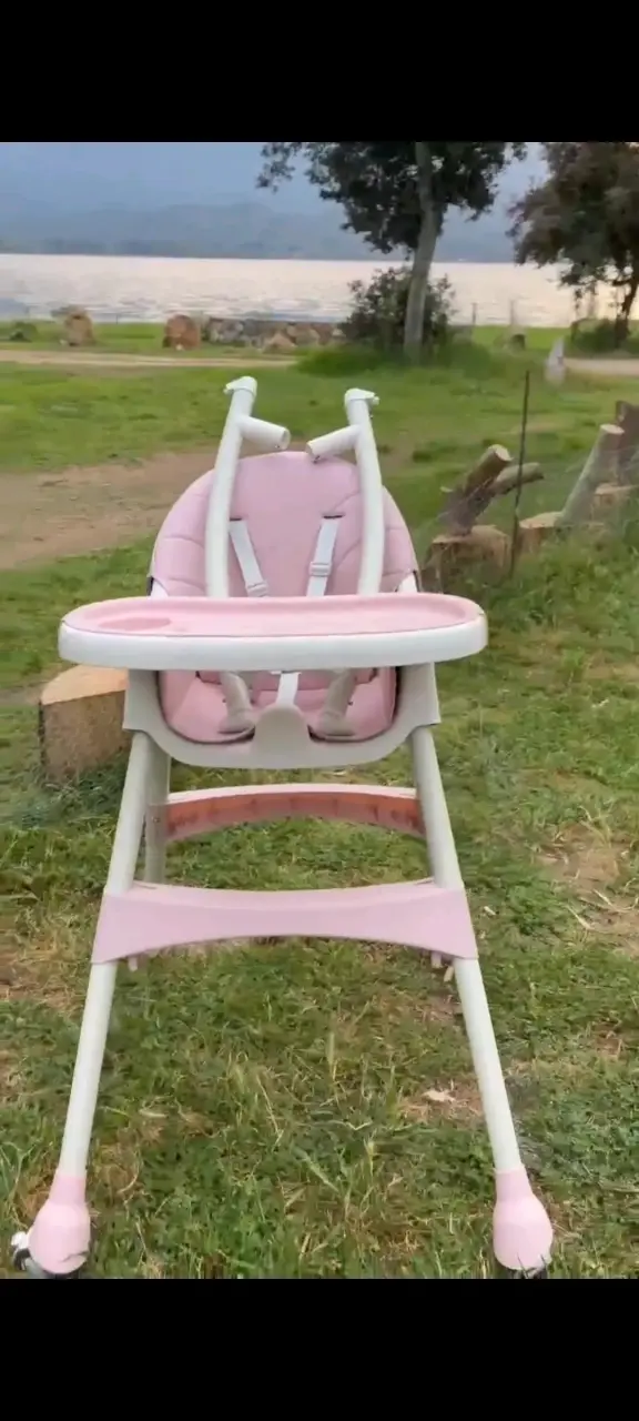 Silla de comer para bebé rosa ajustable - 2