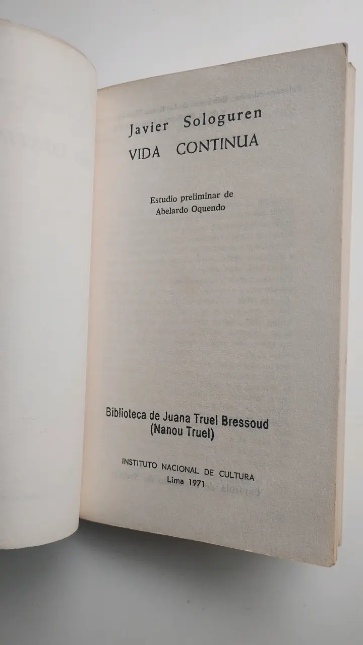 Libro Vida Continua' de Javier Sologuren, poesía - 3