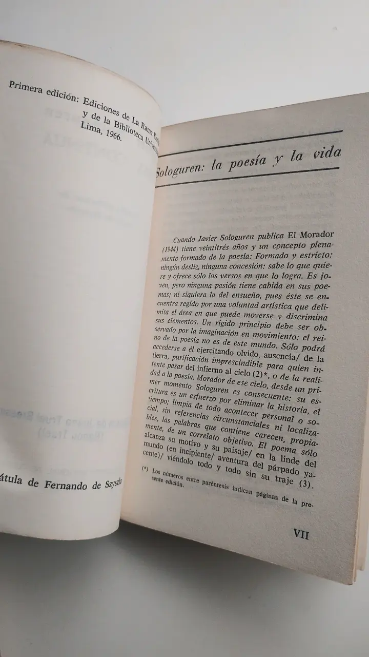 Libro Vida Continua' de Javier Sologuren, poesía - 4