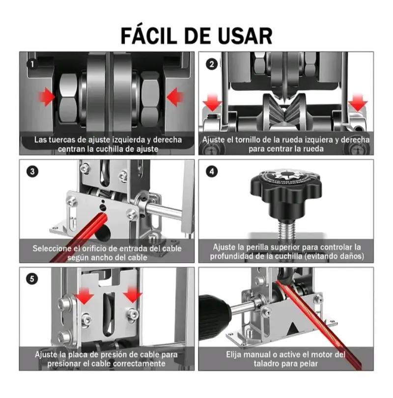 Pelacables manual ajustable para diversos cables - 2