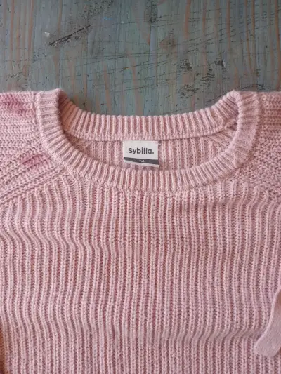 Suéter rosado de punto Sybilla con detalle de lazo - miniatura 1