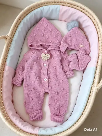 Conjunto de ropa tejida para bebé en tonos azules - miniatura 5