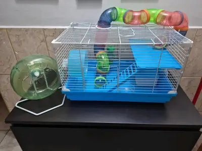 Jaula para hámster con accesorios y rueda - miniatura 1