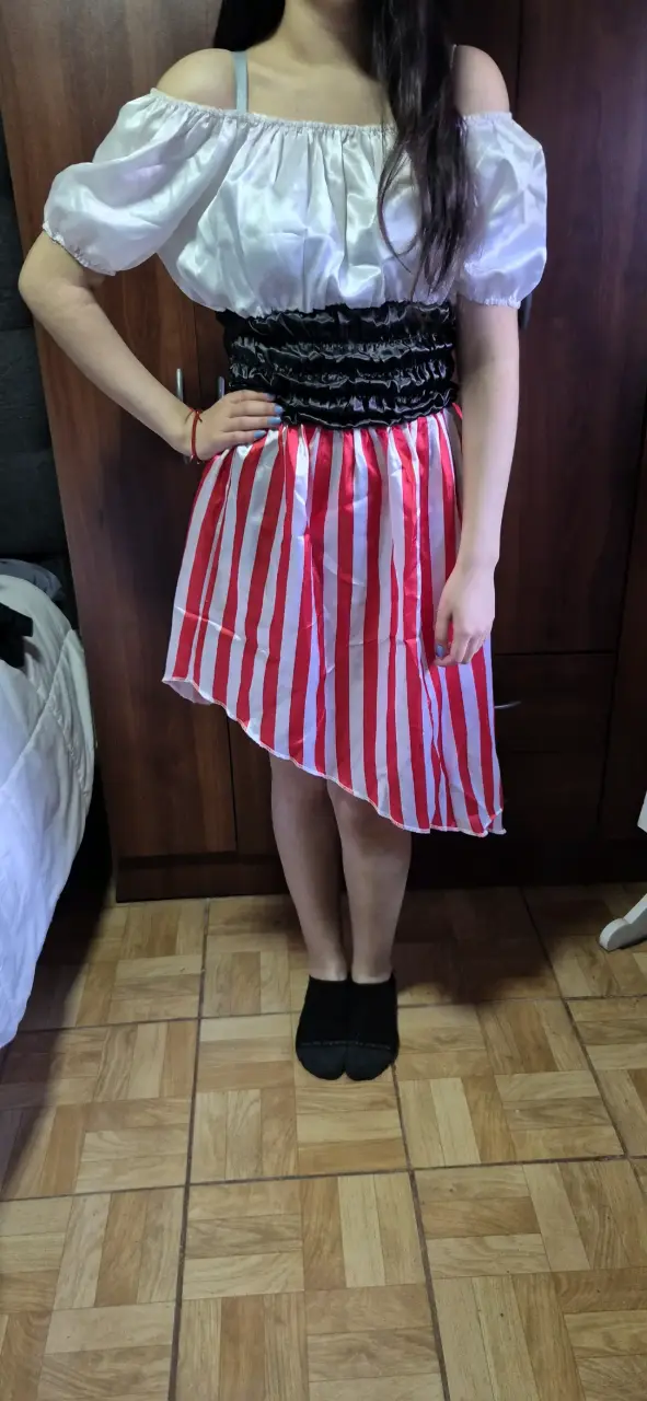 Disfraz de pirata para mujer con falda a raya s - 1