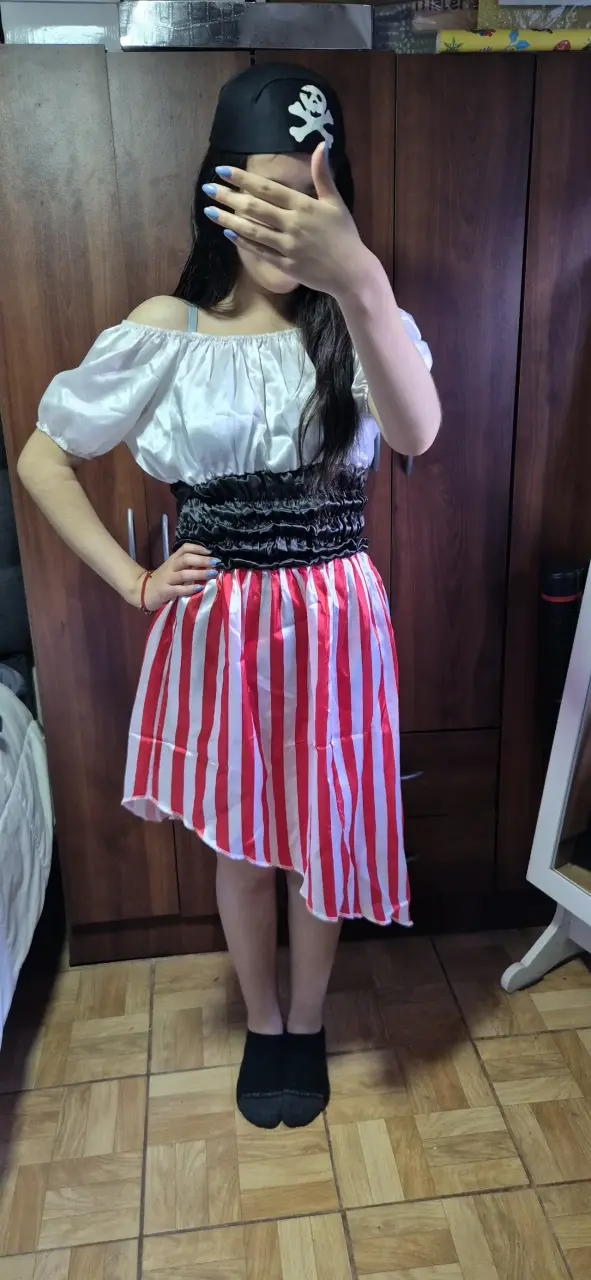 Disfraz de pirata para mujer con falda a raya s - 2