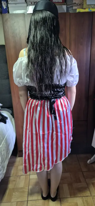 Disfraz de pirata para mujer con falda a raya s - miniatura 3