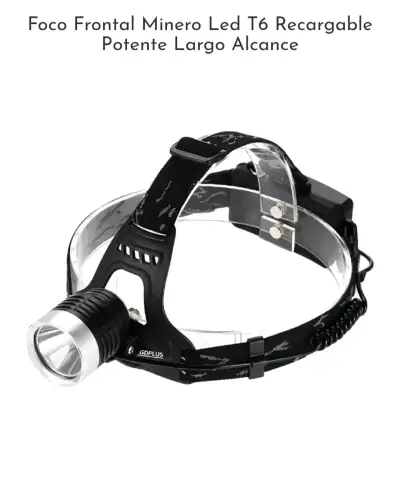 Foco Frontal Minero LED T6 Recargable GDPLUS - miniatura 1