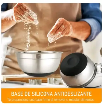 Set de 3 bowls de acero inoxidable con tapas - miniatura 5