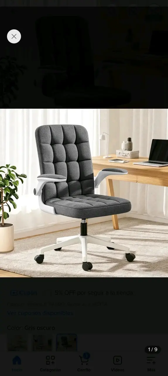 Silla de Oficina Ergonómica Gris Oscuro - 2