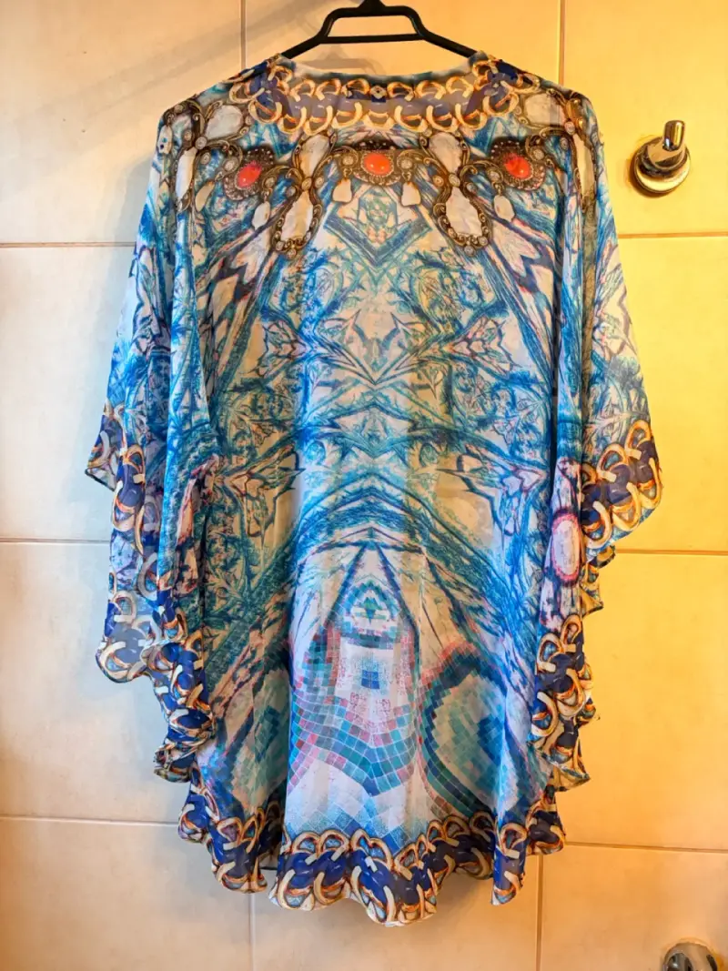 Túnica de playa estampada Lineatre azul talla S-M - 2