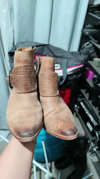 Botines de cuero marrón con tacón alto - miniatura 2