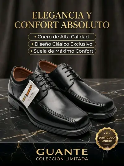 Zapatos de vestir de cuero negro Guante - miniatura 1