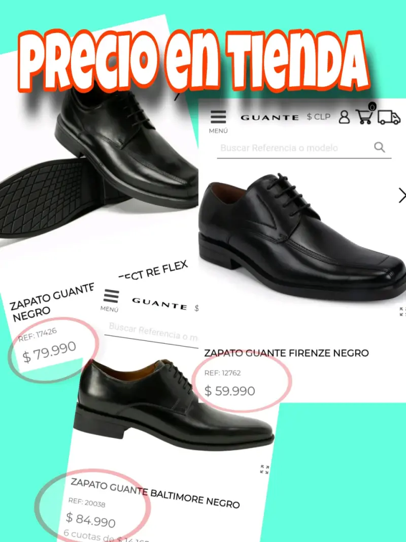 Zapatos de vestir de cuero negro Guante - 6