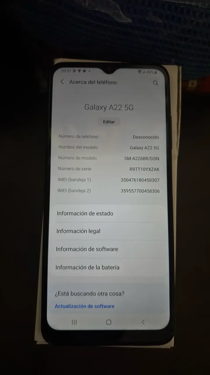 Samsung Galaxy A22 5G con cargador original - 2