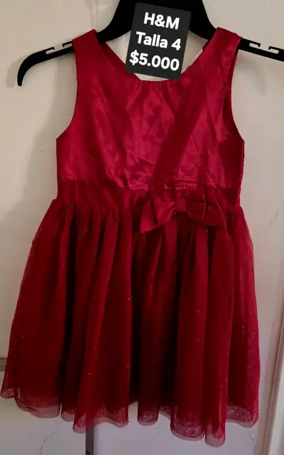 Vestido rojo para niña H&M talla 4 - miniatura 1