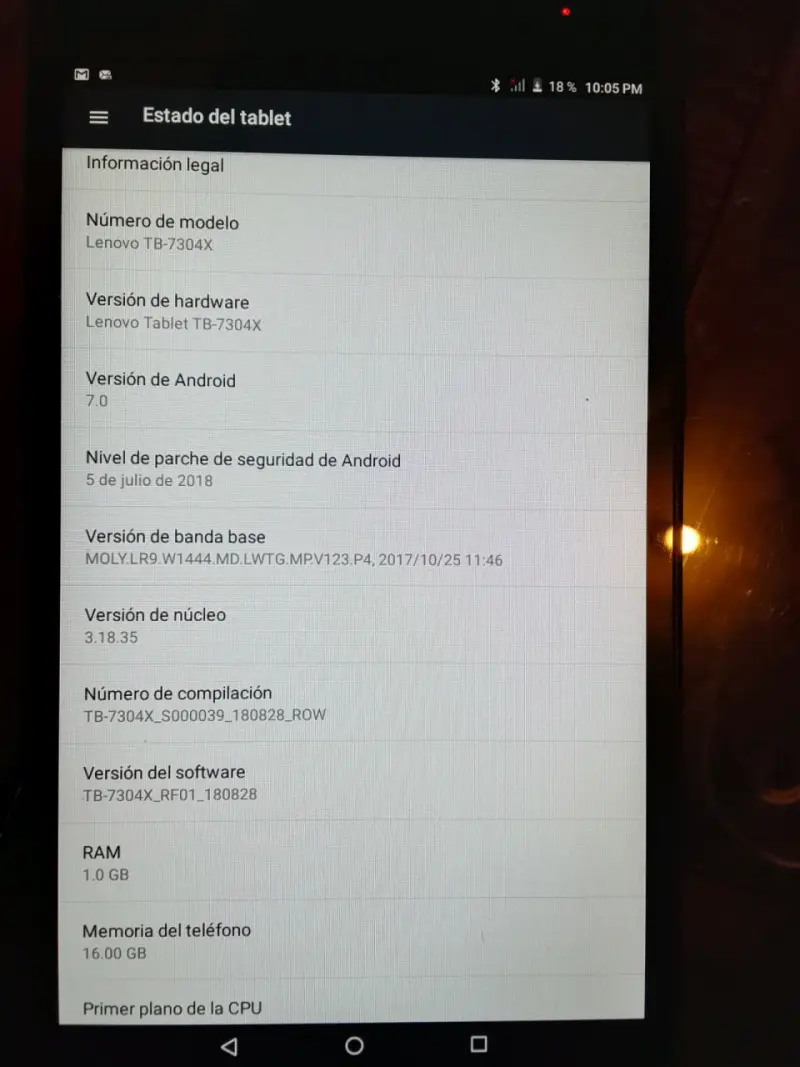 Tablet Lenovo TB-7304X con Android 7.0 - 2