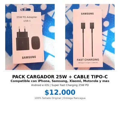 Pack Cargador Samsung 25W con Cable Tipo-C - miniatura 1