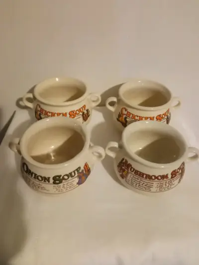 Set de 4 tazones de sopa de cerámica decorativa - miniatura 1
