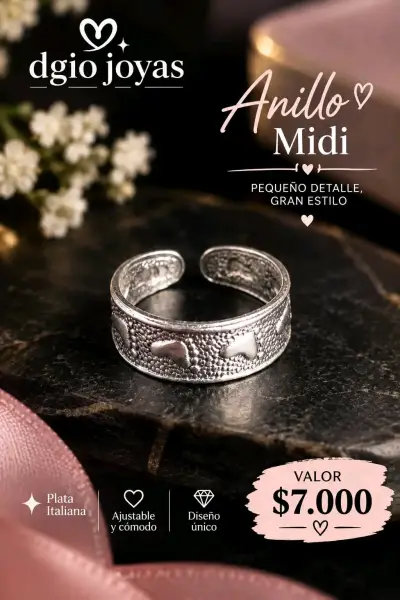 Anillo Midi de Plata Italiana Ajustable - miniatura 1