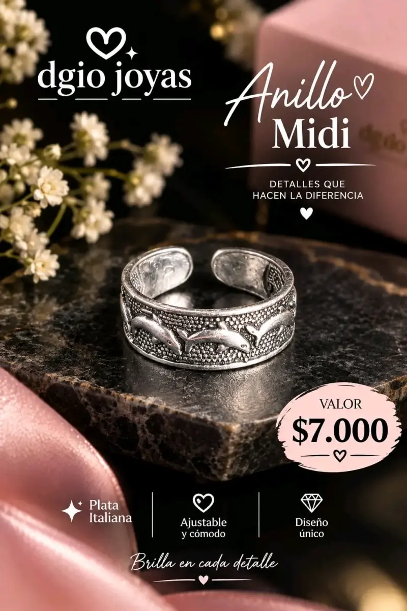 Anillo Midi de Plata Italiana Ajustable - 2