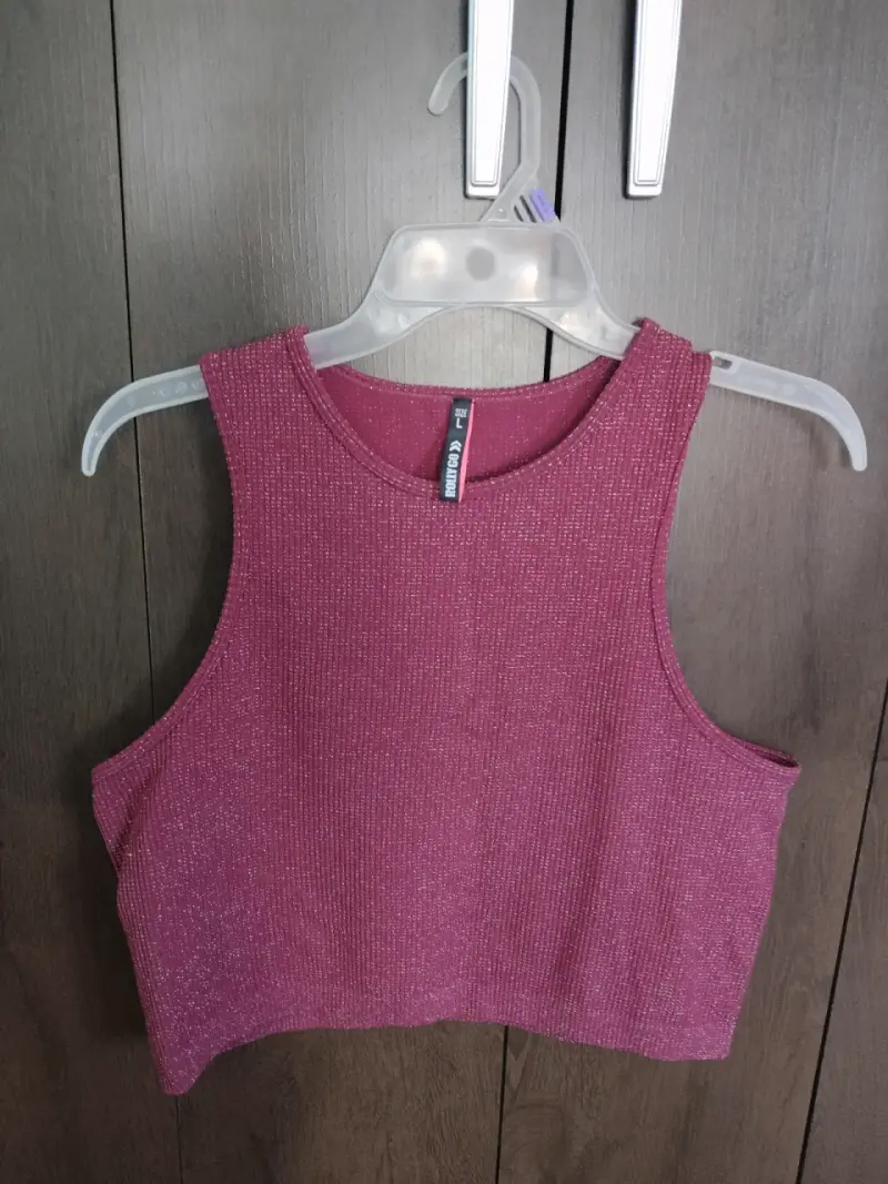 Top sin mangas morado con brillo para mujer - 1