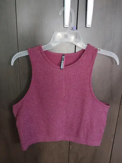 Top sin mangas morado con brillo para mujer - miniatura 1