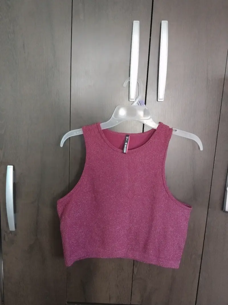 Top sin mangas morado con brillo para mujer - 2