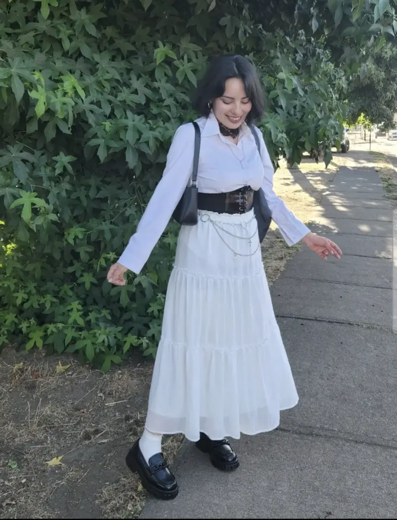 Falda larga blanca con diseño bohemio - 2