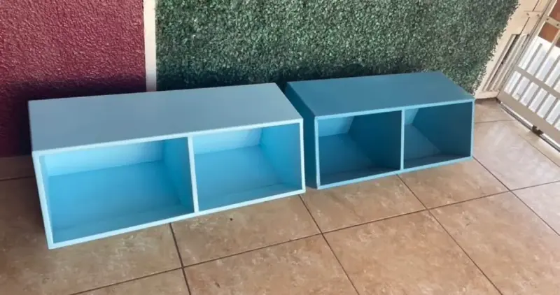 Estantes de madera azul para almacenamiento - 2